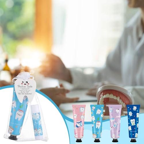 Loopeer 24 Sets Dental Hygiene Gifts Oral Health Day Dental Assistant Gifts Hygienist Appreciation Gift Moisturizing Lip Balm Hand Cream Dentist Thank You Gift with Cards Organza Bags for Nurse Week