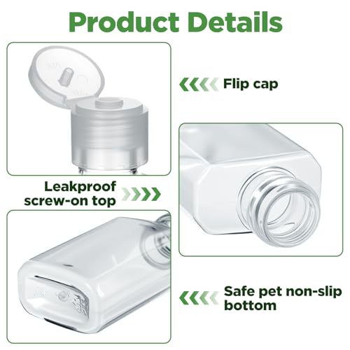 100 Pcs 1 oz Travel Bottles - Clear PET Refillable Containers with Flip Caps, Leak-Proof Mini Bottles for Shampoo, Lotion, Hand Sanitizer & More