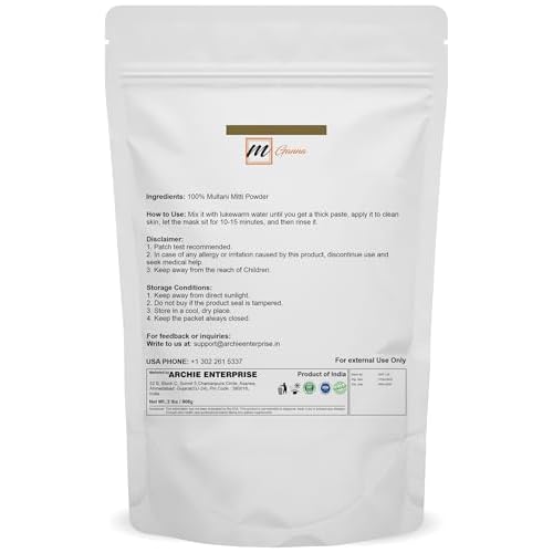100% Pure Natural 2 Lbs Bulk Pack Purified Multani Mitti Mud | Fullers Earth Clay Powder Cosmetic Grade | Natural Face Mask 2 Pounds / 908 GMS