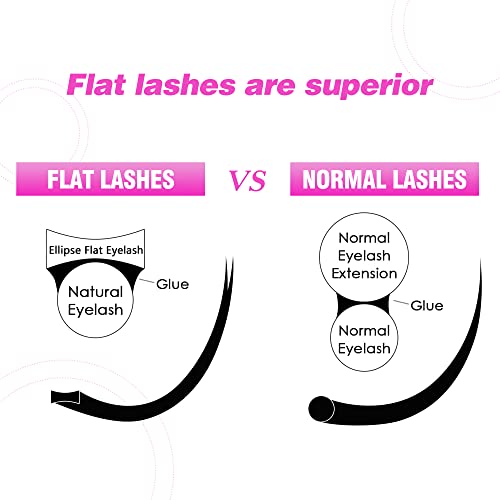 TDANCE Classic Lash Extensions Flat Lashes Eyelash Extensions 0.2mm C Curl Ellipse Eyelash Extensions 12mm Mixed Black Matte Individual Lashes Salon Use(Flat,C-0.2,12mm)