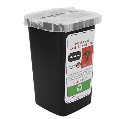 FILFEEL Blade Disposal Box, Disposal Blade Container Barbershop Hair Salon Shaving Knife Blade Disposal Collect Box (Black)