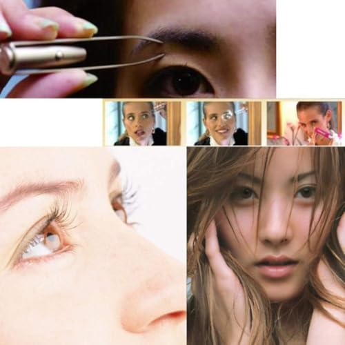 2Pcs Creative Led Light Eyelash Eyebrow Hair Removal Stainless Steel Make Up Tweezer Durability and practicality Beauty and Personal Care(8.8x0.8x1.6cm)