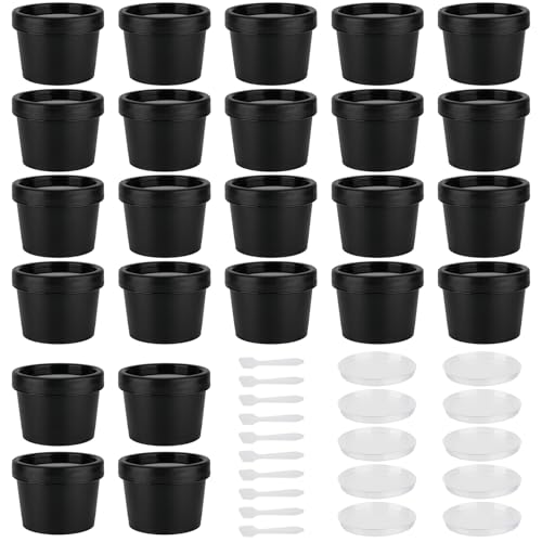 Travel Containers for Toiletries 3.4oz/100ml 24 Pack TSA Approved Plastic Cream Jars Wide-mouth Cosmetic Pot Jars with Lids Leak Proof Travel Size Containers for Makeup Face Cream(Black)