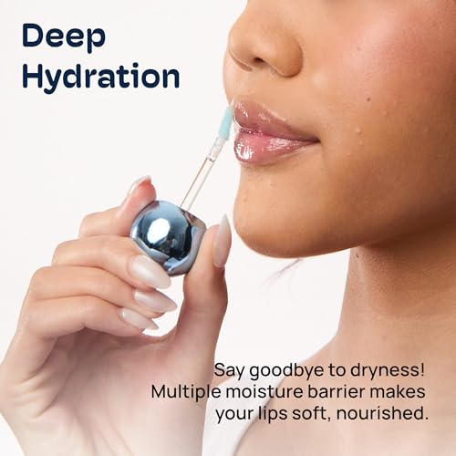 MIXIK Glossy Lip Serum, Ultra-Hydrating Lip Oil with Blue Agave, Olive & Avocado Oils for Soft and Smooth Lips, Long Lasting Moisture without the Sticky Feel (Clear Oasis)