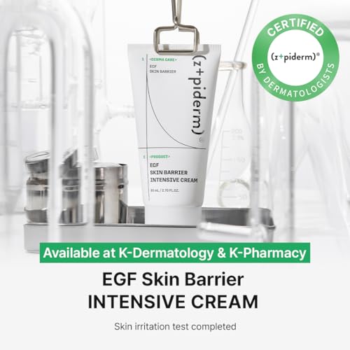 Zipiderm EGF Skin Barrier Intensive Cream ? Korean Hydrating Moisturizer for Dry & Sensitive Skin | Ceramides & Panthenol | Lightweight Nourishing Face Cream | 2.70 fl oz