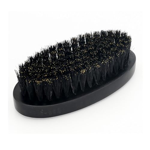 Black Boar Bristle Hair Beard Brush for Men, Pocket Travel Men's Wooden Small Soft Wood Beard Brush (Black)