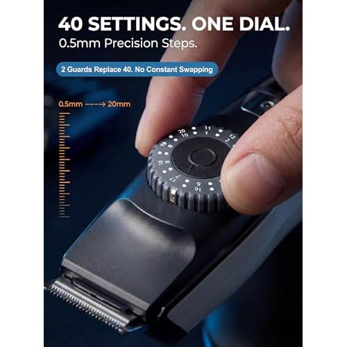 40 Precisions Electric Beard Trimmer for Men, Mens Grooming Trimmer for Beard, Mustache, Face and Ear Hair, Multi-Series Clipper, Waterproof, USB C Charging, Soft Pouch, Wide Blade, Gift Box