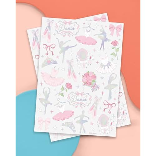 xo, Fetti Ballerina Party Temporary Tattoos - 50 Iridescent Foil | Happy Birthday Princess Decorations, Bow Girl Baby Shower Accessory, Ballet Theme Favor, Dancer Gift + Tutu Supplies