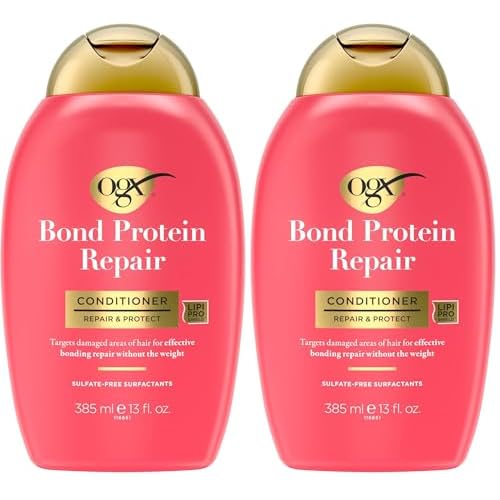 OGX Repair & Protect Bond Protein Repair Conditioner, Lightweight Conditioner Targets Damaged Areas of Hair, Formulated without Parabens, Sulfate-Free Surfactants, 13 fl. oz, (Pack of 2)