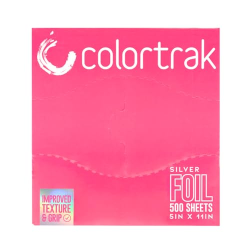 Colortrak Embossed Sheets Silver Aluminum Foil Pop-up Dispenser, 500 Pre-cut Sheets Non-slip Textured, for Hair Foil Coloring and Highlighting Applications Silver, 5 x 11 (Pack of 2)