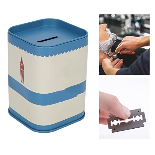Blade Disposal Case, Razor Blade Bank, Iron Blade Disposal Case, Iron Detachable Cover Large Capacity Razor Blade Bank Storage Container Waste Blades Storage Box Top Opening Design for Barber Shop (Bl