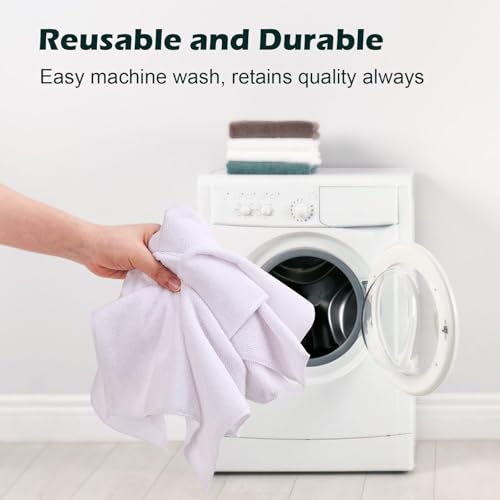 White Washcloths 100 Pack, Highly Absorbent & Quick Drying Face Towels, Premium Quality Soft Bath Towels, Multipurpose Microfiber Wash Cloths, 12x12 inches