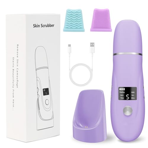 Face Scrubber Skin Spatula - Blackhead Remover Deep Cleansing Tool for Pore Extraction, 4-in-1 Fast Charging Dock Blackhead Remover Face Spatula for Facial Skincare Women Gift (Purple)