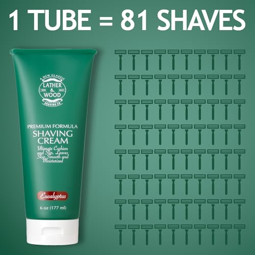 Mens Eucalyptus Shaving Cream ? Cool, Refreshing Lather That Stops Razor Burn Cold ? Premium Barbershop Quality Formula with Natural Ingredients, Smooth & Irritation-Free Shaves in Every Tube (6oz)