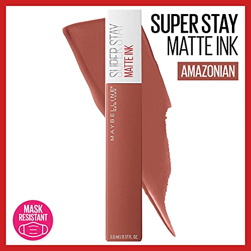 MAYBELLINE Super Stay Matte Ink Liquid Lipstick Makeup, Long Lasting High Impact Color, Up to 16H Wear, Ground-Breaker Maple Leaf Red and Amazonian Nude Brown, 1 Count Each