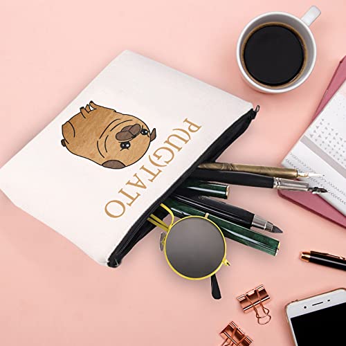 XYANFA Pugtato Makeup Bag Funny Pug Gift Pug Lover Gift Pug Owner Gift Pug Zipper Pouch Gift For Pug Enthusiast (P(UG) TATO)