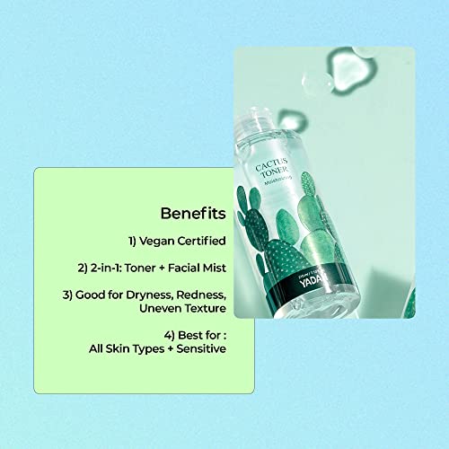 YADAH Cactus Toner (7.1fl oz) - Cruetly Free Prickly Pear. Hypoallergenic Moisturizing Skin Care.