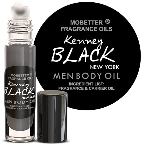 MOBETTER FRAGRANCE OILS Kenney Black New York Men Fragrance Body Oil 0.33 Oz Roll On Glass Bottle, Travel Size, Long Lasting