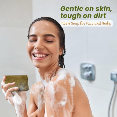 Ayurvedic Neem Soap Bar, crafted with authentic Indian craftsmanship.3.88 oz of naturally handmade vegan soap for the face and body (2)