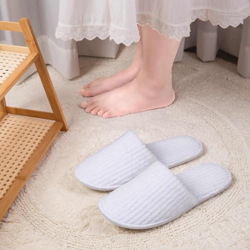TINSKY 20 Pairs Non-Slip Disposable Slippers For Guests,Bulk Slippers For Hotel,Spa,Travel,Shoeless Home,Spa Slippers With Pouch