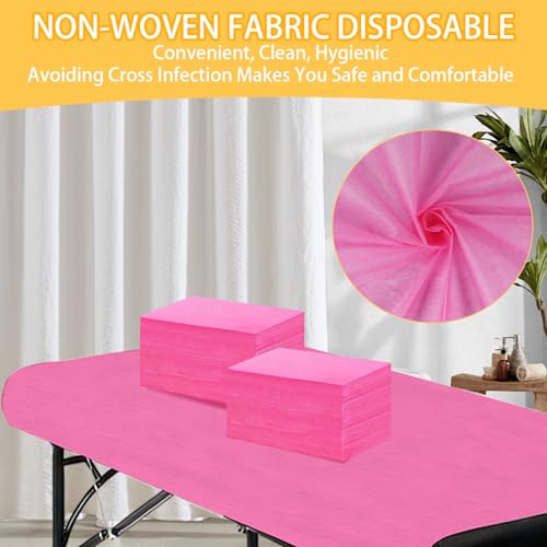 Disposable Bed Sheets 100 Pcs 31" x 71" Massage Table Sheets Non Woven Fabric Pink Bed Sheets Breathable for Meassage Bed Cover for Spa Lash Travel Beauty Salon