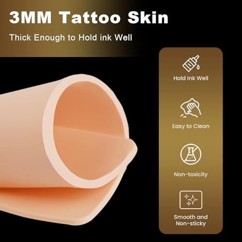 3MM Fake Skin with Transfer Paper - Jconly 35pcs Fake Skin Transfer Paper Kit,5Pcs Tattoo Thick Practice Skin with 30Pcs Tattoo Paper Stencil Paper