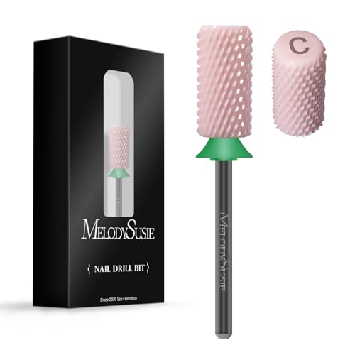 MelodySusie Nail Dust Collector with Ceramic Chamfer Flat Top Large Barrel Nail Drill Bits