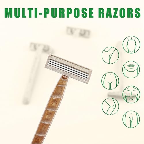 EZ Disposable Razor - 50pcs Eco Friendly Disposable Three Blade Shaving Razor for Men/Women's Grooming, Biodegradable Single-Use Body & Face Shaver for Eco Friendly Product Gifts