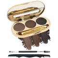 Eyebrow Powder Makeup Kit-3 Colors Eye Brow Tinting Powder Palette for Women Eyebrows Long-Lasting Waterproof, Dark Light Black Brown Brow Filler, Enhance & Define Brows, With Mirror, Brow Tool-Set 03