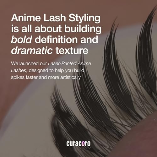 Curacoro Anime Feather Spike Lash Extensions ? 360 Fans Lightweight and Defined Laser-Printed Premade Lash Spikes, Anime Lashes CC Curl 9?16mm for Professionals
