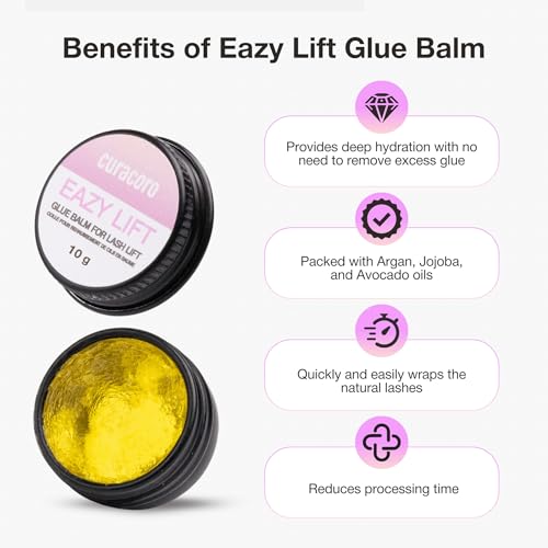 Curacoro Eazy Lash Lift Glue Balm 10g, Nourishing Lash Lift Adhesive for Eyelash Curling & Lamination | Hydrating, Long-Lasting Lash Lift Balm