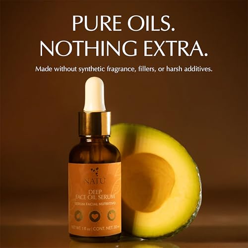 NAT? BOTANICALS Deep Face Oil Serum for Normal & Dry Skin - Rich Botanical Face Serum with Coconut & Avocado Oil for Vitamin E - Nourishing, Naturally Scented, and Clean Beauty, 1 fl oz