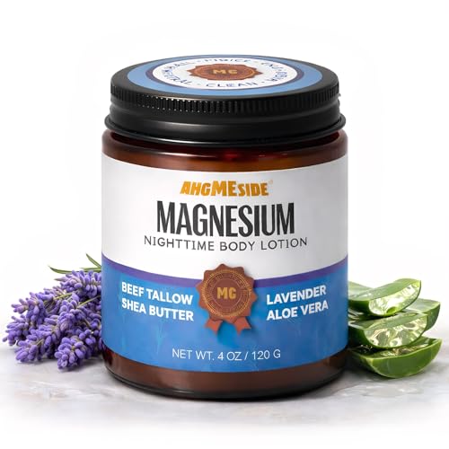 Magnesium Lotion for Sleep ? Relaxing Nighttime Magnesium Lotion with Tallow, Shea Butter & Aloe Vera, Gentle for Adults & Kids