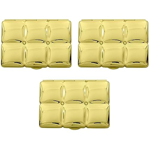 Stephanie Imports Set of 3 Double Sided Magnifying Rectangular Compact Mirrors Bubble Pattern (Gold)