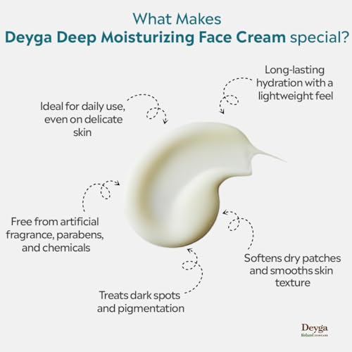 Deyga Deep Moisturising Face Cream ? Intensive Hydration for Dry & Sensitive Skin with Marula, Almond & Cardamom ? 30g