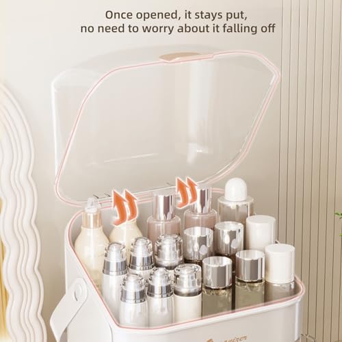 Makeup Organizer, Skincare Organizers with Clear Lid & 2 Drawers and 360¡Æ Rotating Brush Holder