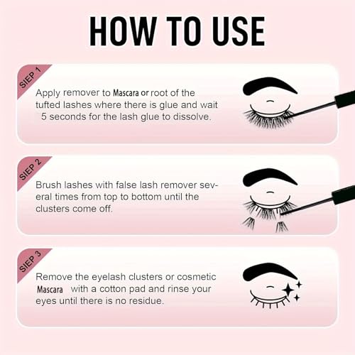 2 Pcs Lash Glue Remover for Eyelash Extension Lash Glue Cluster Falscara, Professional Eyelash Adhesive Dissolver Travel Size Toiletries Removes Stubborn Eye Makeup for Girls and Woman