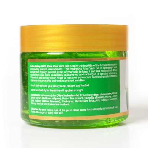 INDUS VALLEY Bio Organic Pure Multipurpose Aloe Vera Gel With Green Tea Extract For Face, Body & Hair-400ml