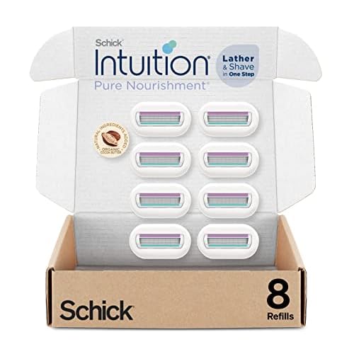 Schick Intuition Razors for Women | Pure Nourishment Razor Blades Refill with Organic Aloe for Sensitive Skin | 8 Count