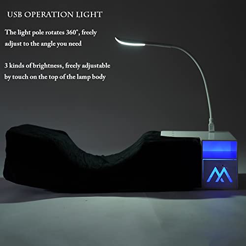 CNCEST Eyelash Extension Neck Pillow with Light,Eyelash Pillow Make Up Eyelash Extension Pillow with Shelf Organizer Stand for Salon Headrest Makeup Tools Grafted Support Neck Soft Stand(Black)