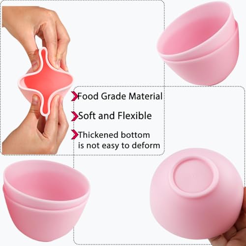 6 Pack Silicone Face Mask Mixing Bowls - Microwave & Freezer Safe, Non-Stick Esthetician Bowls for DIY Skincare, Clay Masks, Hair Color, 3.3-inch Esthetician Supplies(Pink)