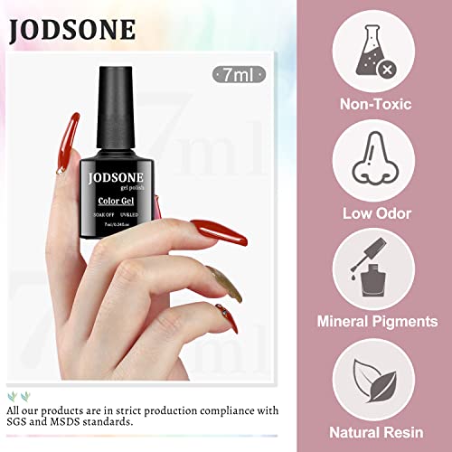 JODSONE 39-Piece Gel Nail Polish Set - 32 Colors, 4x15ML, Kit Includes Nail Dehydrator, Primer, Base Coat, Top Coat, Quick Drying, Durable Finish