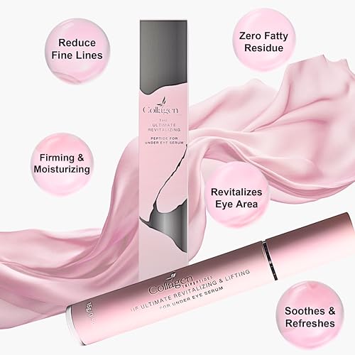 All Natural Collagen, Peptide Complex Under Eye Lift, Firming Serum for Puffiness, Tired Eyes, with Niacinamide + Fine Lines, Wrinkles, Anti-Aging, Hydrating