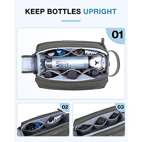 BAGSMART Toiletry Bag for Men, Large Travel Toiletry Organizer, Dopp Kit Water-resistant Shaving Bag for Toiletries Accessories - Grey