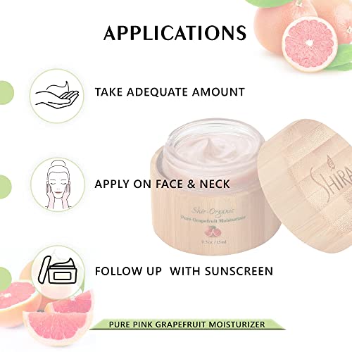 Shira Organic Pink Grapefruit Moisturizer Face Cream,Vitamin C Moisturizer with Intense Hydration, Soft-Brightening Moistuzier for Skin,Ideal for Normal to Oily Skin (50ml)