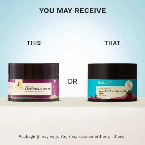 Pilgrim Red Vine Vitamin C Face Cream SPF 30 | with Rosehip Oil (PA+++) | Fights Wrinkle | Provides Long Lasting Sun Protection | 1.76 Oz (50gm)