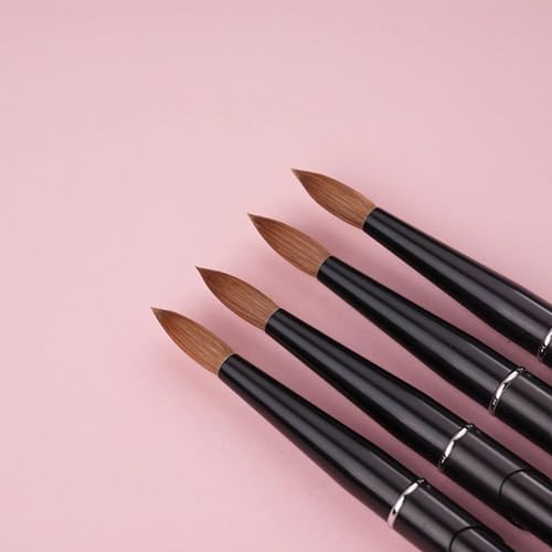 CAMI Kolinsky Acrylic Nail Brush ? Professional 100% Pure Kolinsky Hair, Crimped Ferrule, High Liquid Retention for Smooth Acrylic Application (Black Handle)