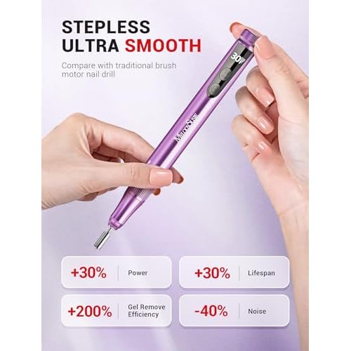 MelodySusie SM180F Nail Drill Cordless with 3pcs Art Brushes Set