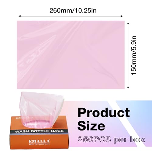 Tattoo Wash Bottle Bags 250pcs - Usiriy Tattoo Bottle Covers Bags Pink Squeeze Bottle Bags Bottle Sleeves for Tattoo Bottles Pink Tattoo Supplies Accessories Tattoo Kits