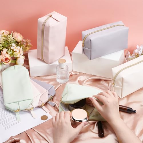 12Pcs 4 Color PU Leather Cosmetic Pouch, Makeup Bag Bulk Zipper Cosmetic Storage Bags Waterproof Small Portable Toiletry Pouch for Travel, Wedding Party Favors, Bridesmaid Gift